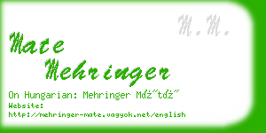 mate mehringer business card